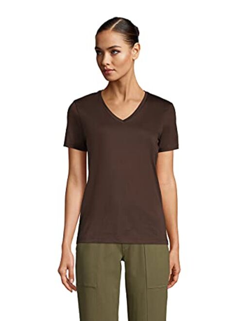 Lands' End Women's Relaxed Supima Cotton Short Sleeve V-Neck T-Shirt