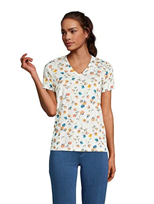 Lands' End Women's Relaxed Supima Cotton Short Sleeve V-Neck T-Shirt