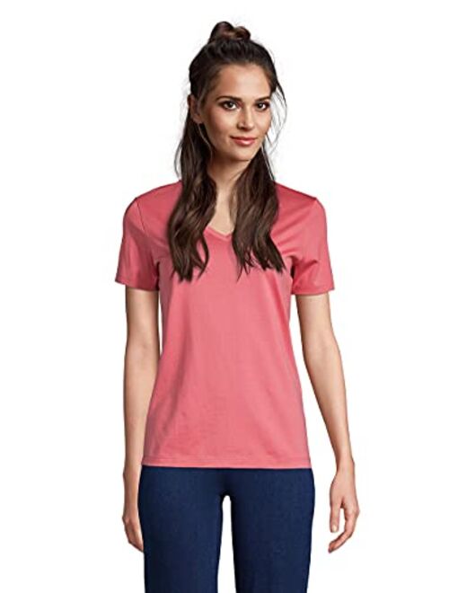 Lands' End Women's Relaxed Supima Cotton Short Sleeve V-Neck T-Shirt