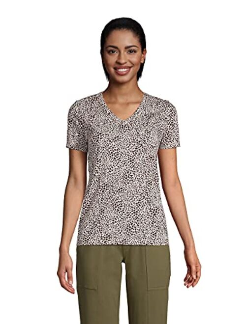 Lands' End Women's Relaxed Supima Cotton Short Sleeve V-Neck T-Shirt