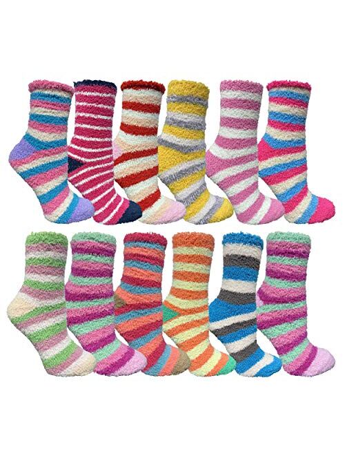 Yacht & Smith Women Fuzzy Socks Crew Socks, Warm Butter Soft (9-11)