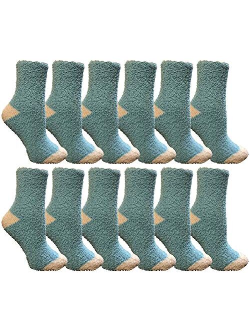 Yacht & Smith Women Fuzzy Socks Crew Socks, Warm Butter Soft (9-11)