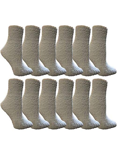 Yacht & Smith Women Fuzzy Socks Crew Socks, Warm Butter Soft (9-11)