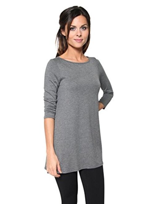 Free to Live 3 Pack Women's Loose Fit Long Elbow Sleeve Jersey Tunics