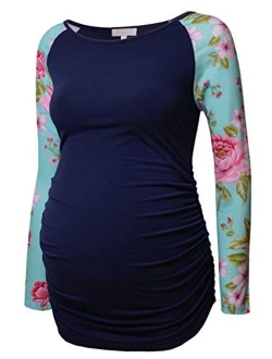 Maternity Shirt Long Sleeve Basic Top Ruch Sides Bodycon Tshirt for Pregnant Women