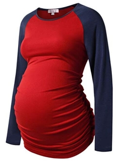 Maternity Shirt Long Sleeve Basic Top Ruch Sides Bodycon Tshirt for Pregnant Women