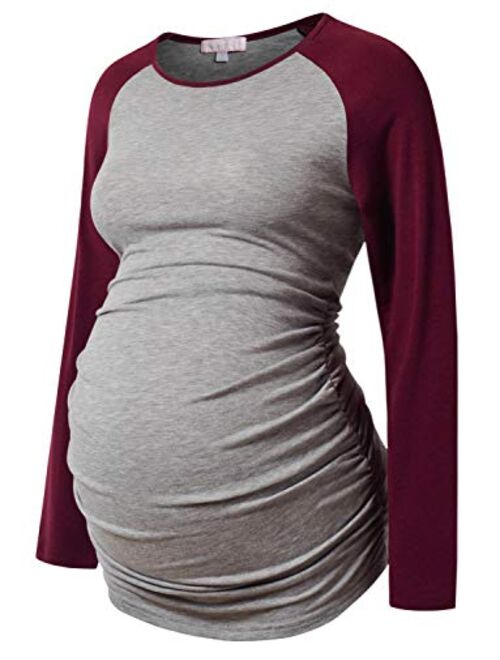 Maternity Shirt Long Sleeve Basic Top Ruch Sides Bodycon Tshirt for Pregnant Women