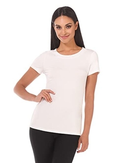 Rekucci Women's Perfectly Soft Basic Fitted Short Sleeve Scoop Neck T Shirt