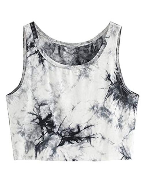 SweatyRocks Women's Tie Dye Sleeveless Workout Casual Cropped Tank Top Shirts