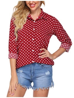 Zeagoo Women's Button Down Shirt Long Sleeve Collared Tops Chiffon Blouse for Women