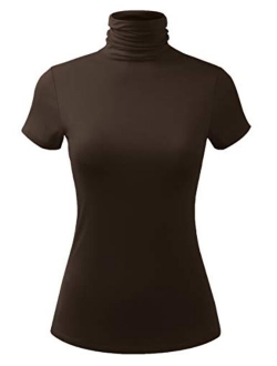 AMORE ALLFY Women's Lightweight Jersey Turtleneck Top