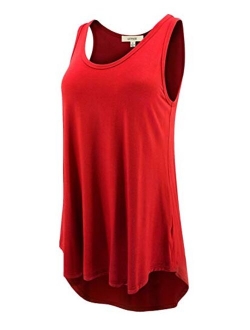 LUVAGE Women's High Low Tunic Tank Top Shirt - Casual Sleeveless Loose Fit Tops