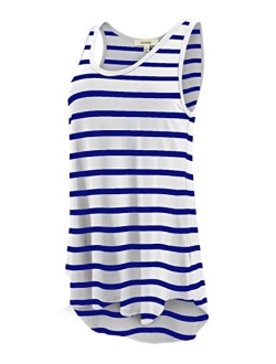 LUVAGE Women's High Low Tunic Tank Top Shirt - Casual Sleeveless Loose Fit Tops