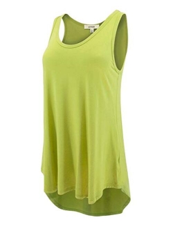 LUVAGE Women's High Low Tunic Tank Top Shirt - Casual Sleeveless Loose Fit Tops