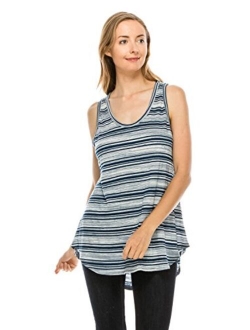 LUVAGE Women's High Low Tunic Tank Top Shirt - Casual Sleeveless Loose Fit Tops