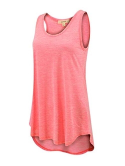 LUVAGE Women's High Low Tunic Tank Top Shirt - Casual Sleeveless Loose Fit Tops