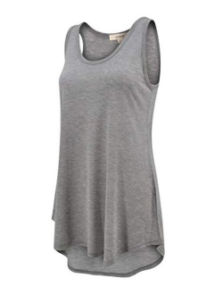 LUVAGE Women's High Low Tunic Tank Top Shirt - Casual Sleeveless Loose Fit Tops