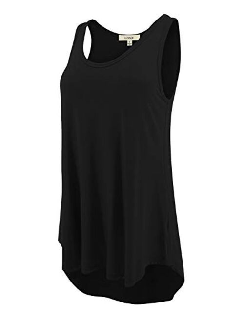 LUVAGE Women's High Low Tunic Tank Top Shirt - Casual Sleeveless Loose Fit Tops