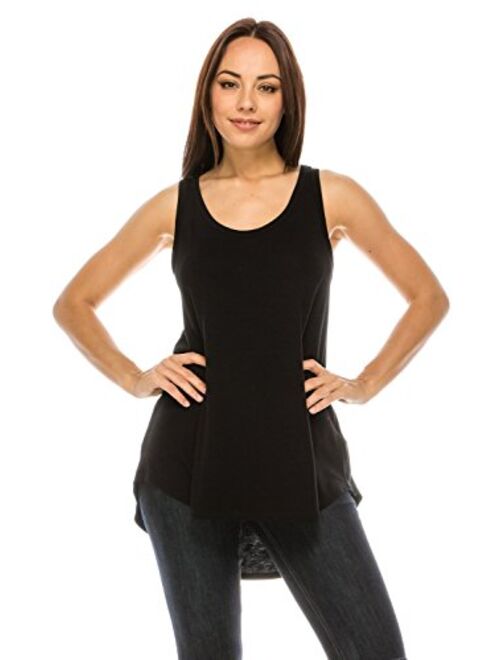 LUVAGE Women's High Low Tunic Tank Top Shirt - Casual Sleeveless Loose Fit Tops