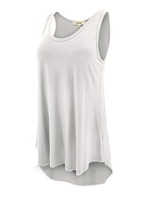 LUVAGE Women's High Low Tunic Tank Top Shirt - Casual Sleeveless Loose Fit Tops