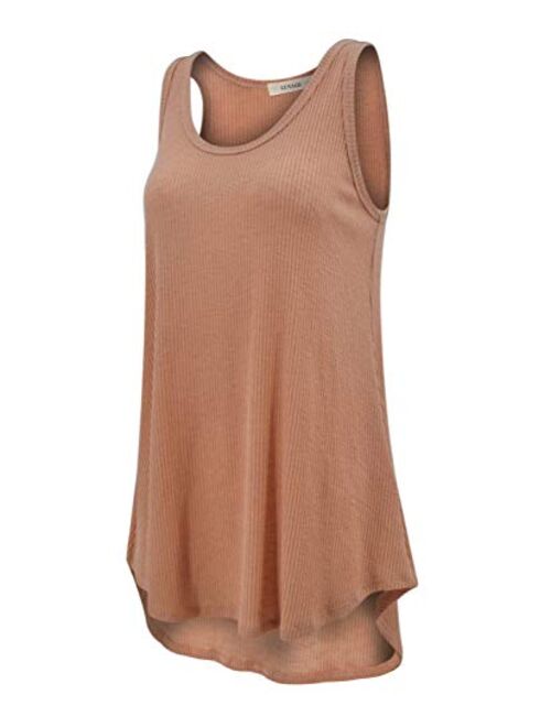 LUVAGE Women's High Low Tunic Tank Top Shirt - Casual Sleeveless Loose Fit Tops