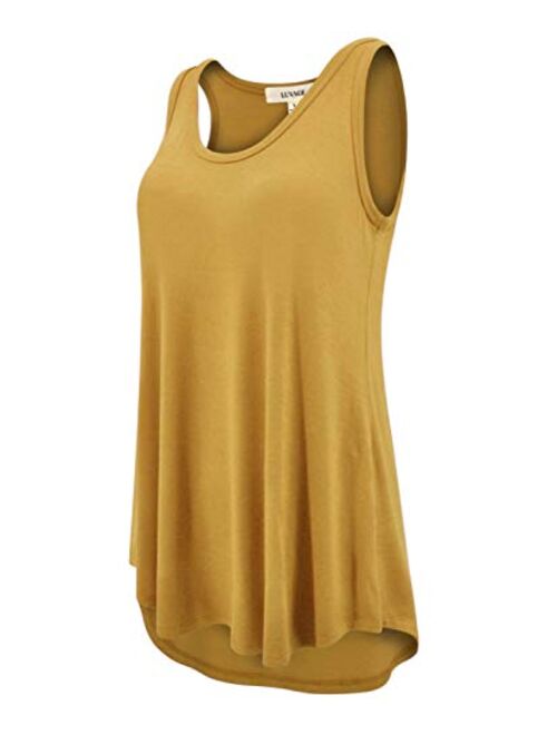 LUVAGE Women's High Low Tunic Tank Top Shirt - Casual Sleeveless Loose Fit Tops