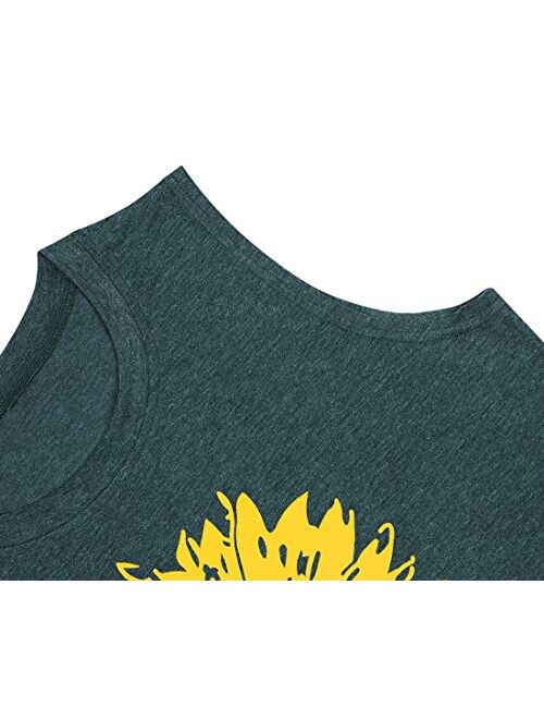 LOTUCY Sunflower Tank Tops Women Sunflower Print Vest Sleeveless T-Shirt Teen Girls Funny Graphic Tee Casual Vacation Shirt