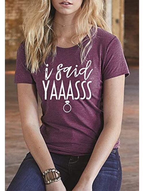 Bride T Shirt I Said Yaass Diamond Ring Wedding Honeymoon Shirts Women Vacation Bachelorette Party Tees Tops