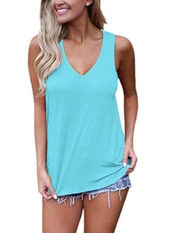 Sipaya Womens V Neck Tank Tops Summer Casual Cami Blouse