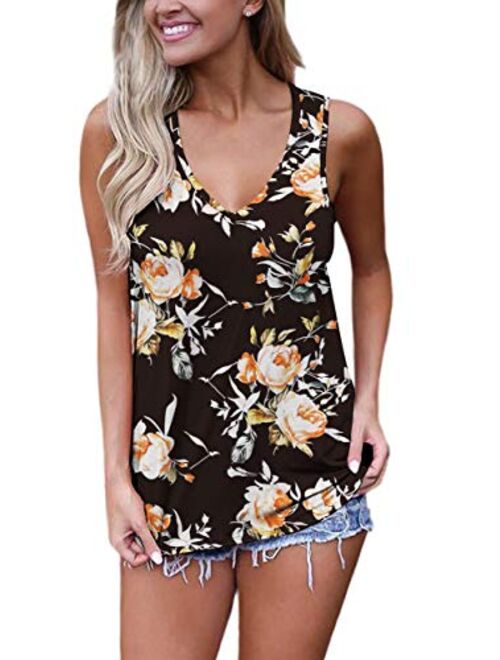 Sipaya Womens V Neck Tank Tops Summer Casual Cami Blouse