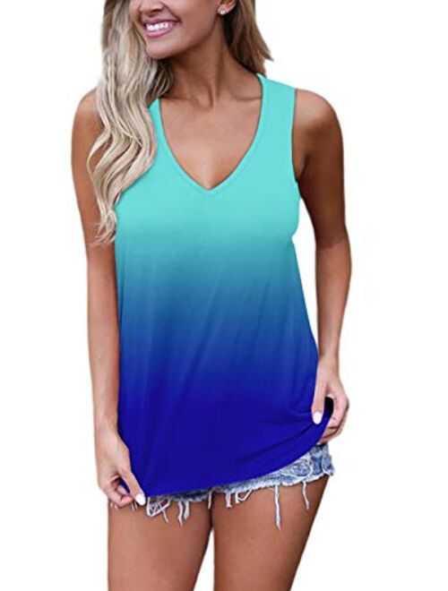 Sipaya Womens V Neck Tank Tops Summer Casual Cami Blouse