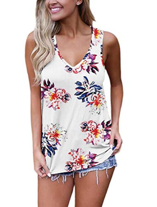 Sipaya Womens V Neck Tank Tops Summer Casual Cami Blouse