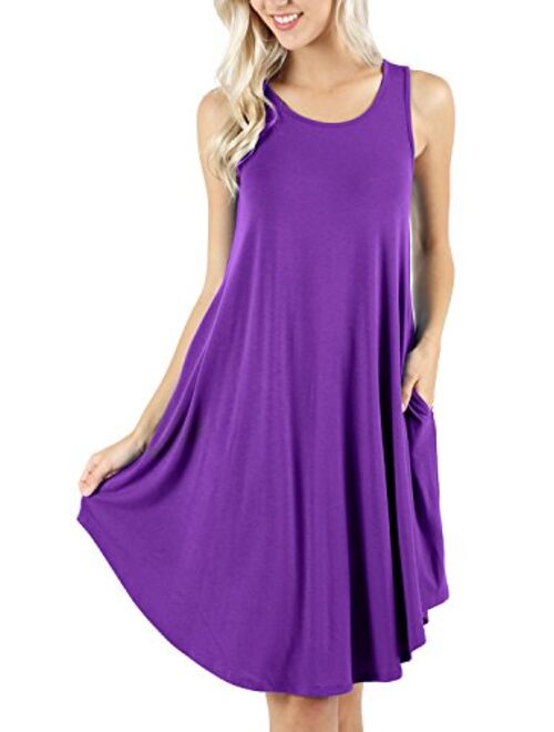 peassa Women's Sleeveless Pockets Casual Swing T-Shirt Short Dresses