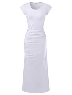 NEARKIN Slim fit Cap Sleeve Sexy Long Dresses Casual Maxi Dress for Women