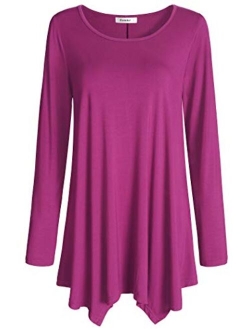 Esenchel Women's Long Sleeves Tunic Top for Leggings Flared Shirt