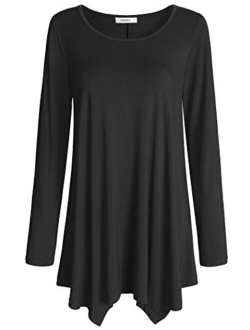 Esenchel Women's Long Sleeves Tunic Top for Leggings Flared Shirt