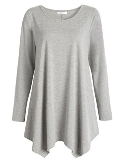 Esenchel Women's Long Sleeves Tunic Top for Leggings Flared Shirt