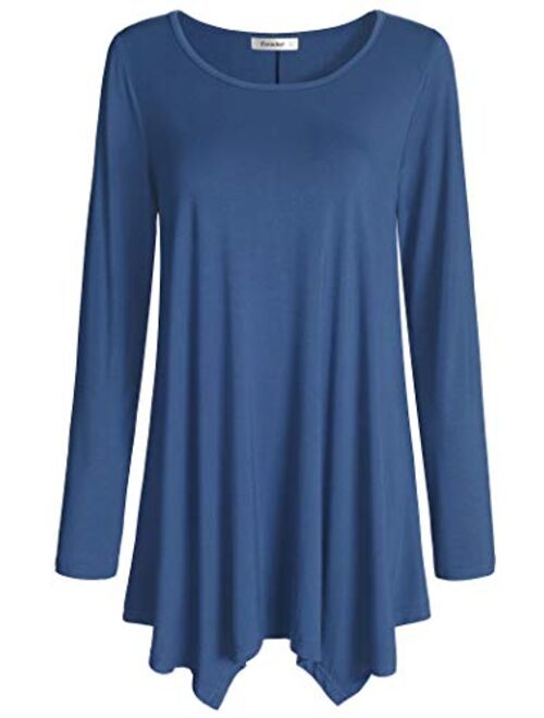 Esenchel Women's Long Sleeves Tunic Top for Leggings Flared Shirt