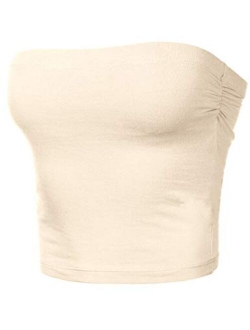 Women's Tube Crop Tops Strapless Cute Sexy Cotton Tops