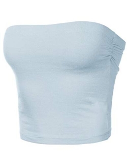 Women's Tube Crop Tops Strapless Cute Sexy Cotton Tops