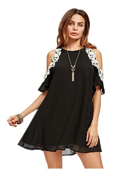 Aofur Summer Chiffon Lace Dress Ladies 2018 Cold Sleeve Casual Plus Size S-XXXXL Sundress Women Solid Elegant Party Dress