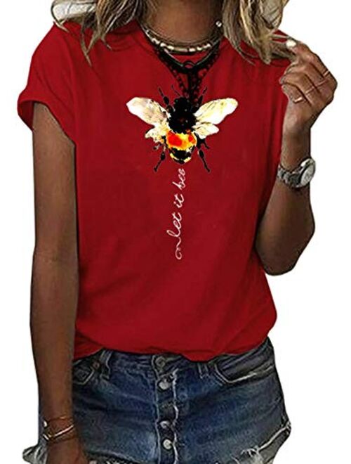 Womens Be Kind Graphic Tees V Neck Cute Printed Summer Casual T Shirts Tops