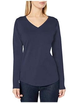 Women's Classic-Fit 100% Cotton Long-Sleeve V-Neck T-Shirt