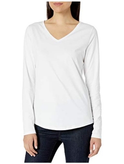 Women's Classic-Fit 100% Cotton Long-Sleeve V-Neck T-Shirt