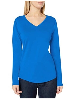 Women's Classic-Fit 100% Cotton Long-Sleeve V-Neck T-Shirt