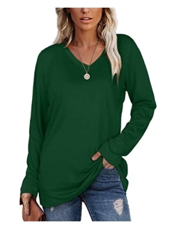 SAMPEEL Womens Fall Long Sleeve Tops Casual Tee Shirts Plus Size Clothes