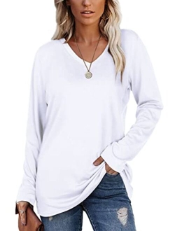 SAMPEEL Womens Fall Long Sleeve Tops Casual Tee Shirts Plus Size Clothes