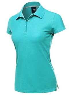 A2Y Women's Basic Casual Essentials 4-Button Junior-Fit PK Cotton Pique Polo Shirt