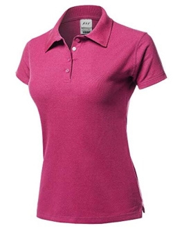 A2Y Women's Basic Casual Essentials 4-Button Junior-Fit PK Cotton Pique Polo Shirt