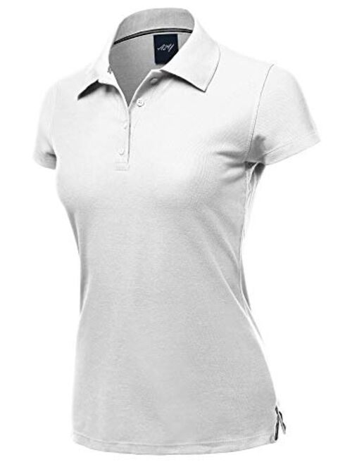 A2Y Women's Basic Casual Essentials 4-Button Junior-Fit PK Cotton Pique Polo Shirt